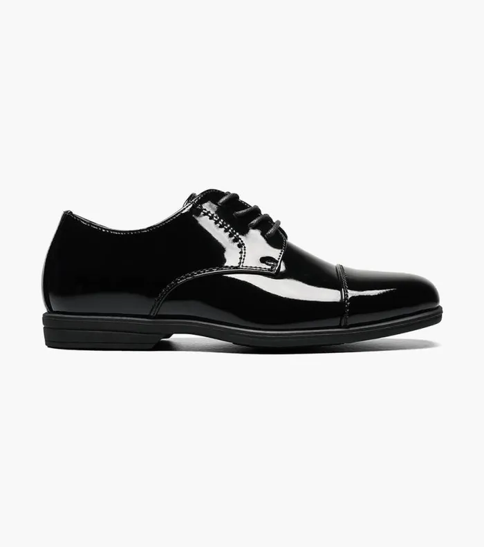 Florsheim Boys Cap Toe Oxford Black Patent Kids Kids Dress