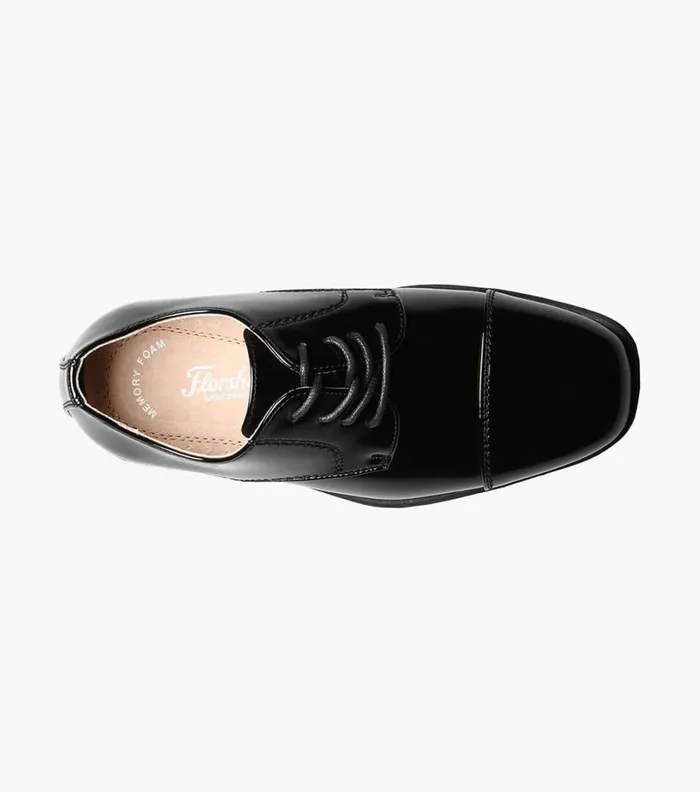 Florsheim Boys Cap Toe Oxford Black Patent Kids Kids Dress