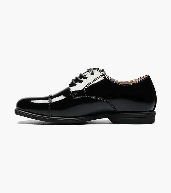 Florsheim Boys Cap Toe Oxford Black Patent Kids Kids Dress