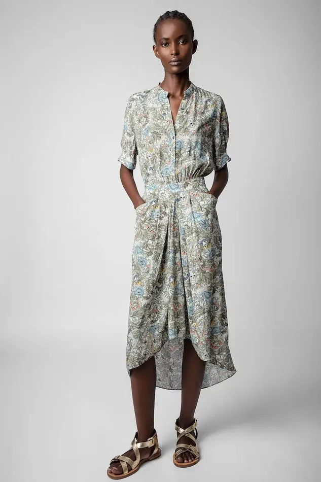 Zadig and Voltaire Dresses RIMA BRIT FLOWER DRESS KHAKI PRINT 8211 Women