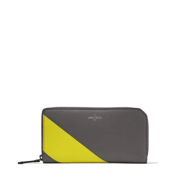 Abiko Bicolour Smooth Calf Leather Wallet With Embossed Logo Pewtertennis Ball Men JIMMY CHOO Wallets Abiko Bicolour Smooth Calf Leather Wallet With Embossed Logo Pewtertennis Ball Men JIMMY CHOO Wallets