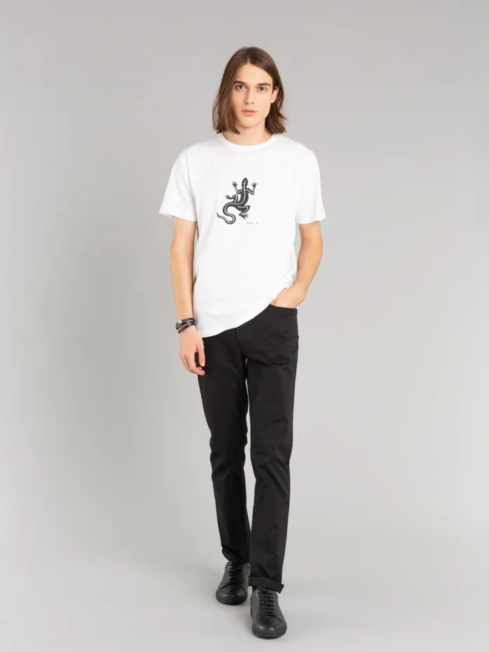 Agns B Artist039s Collection Men White Short Sleeves Coulos Lizard Tshirt