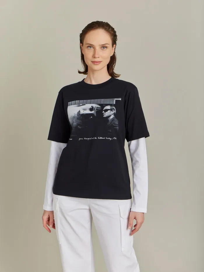 Agns B Artist039s Collection WomenMen Black Cotton Jersey Artist Dennis Hopper Tshirt