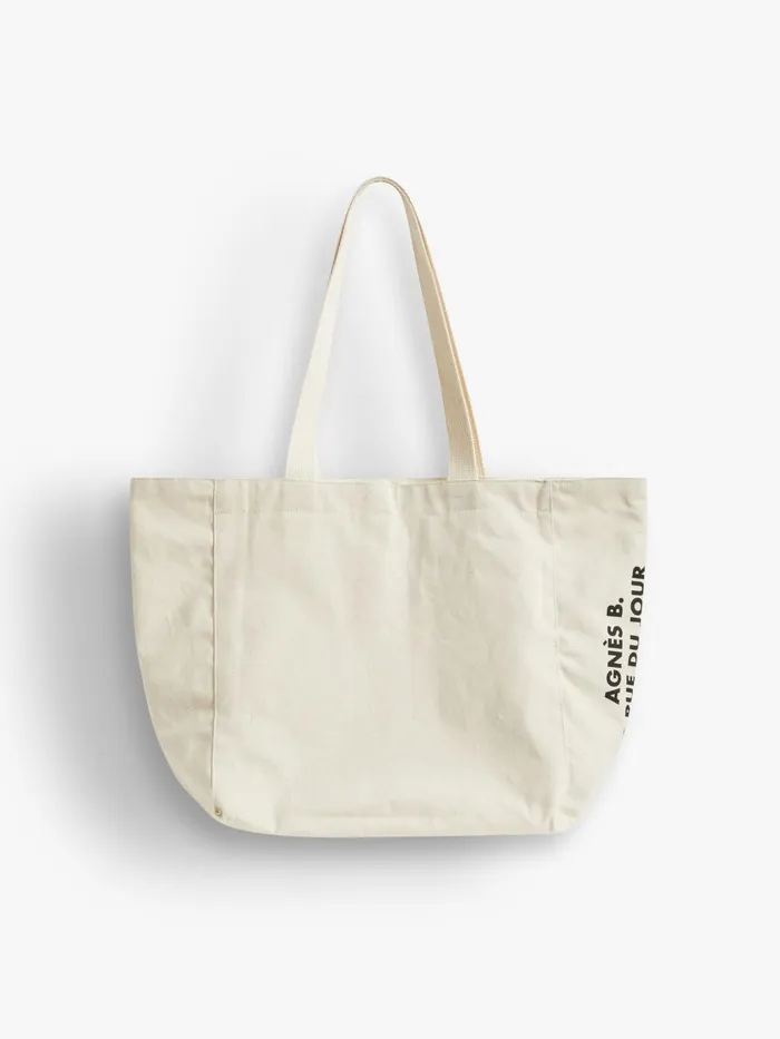 Agns B Bags WomenMen Ecru Cotton Tote Bag Screenprinted PARIS