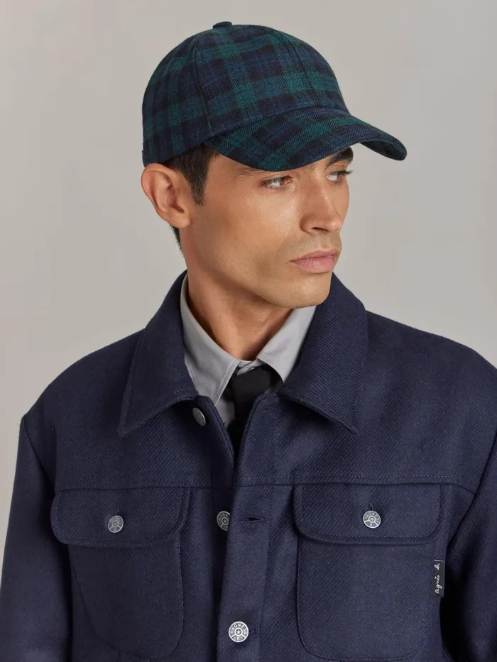 Agns B Caps and Hats WomenMen Green Wool Checked Nils Cap
