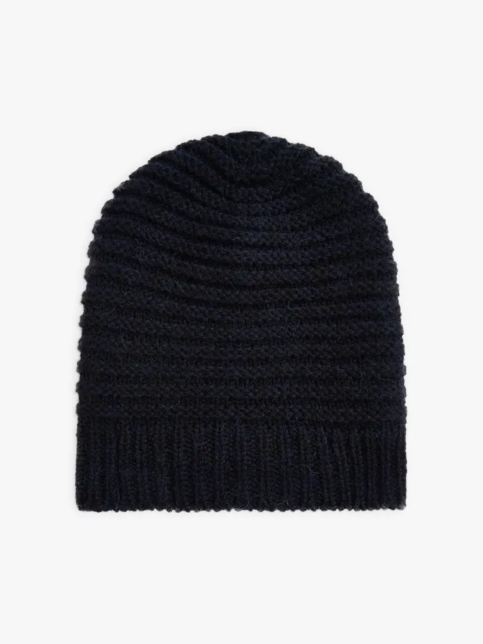 Agns B Caps and Hats WomenMen Night Blue Wool And Alpaca Isaac Beanie Hat