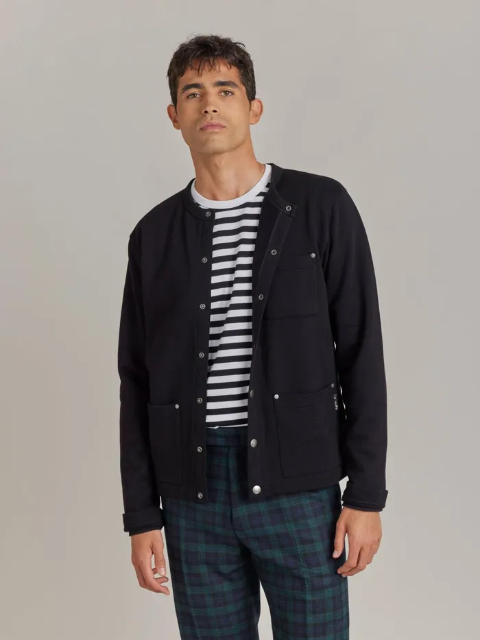 Agns B Cardigans Men Black Cotton Fleece Khelian Cardigan