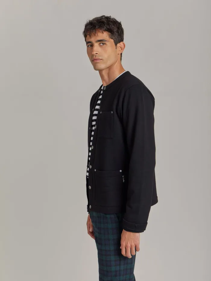 Agns B Cardigans Men Black Cotton Fleece Khelian Cardigan