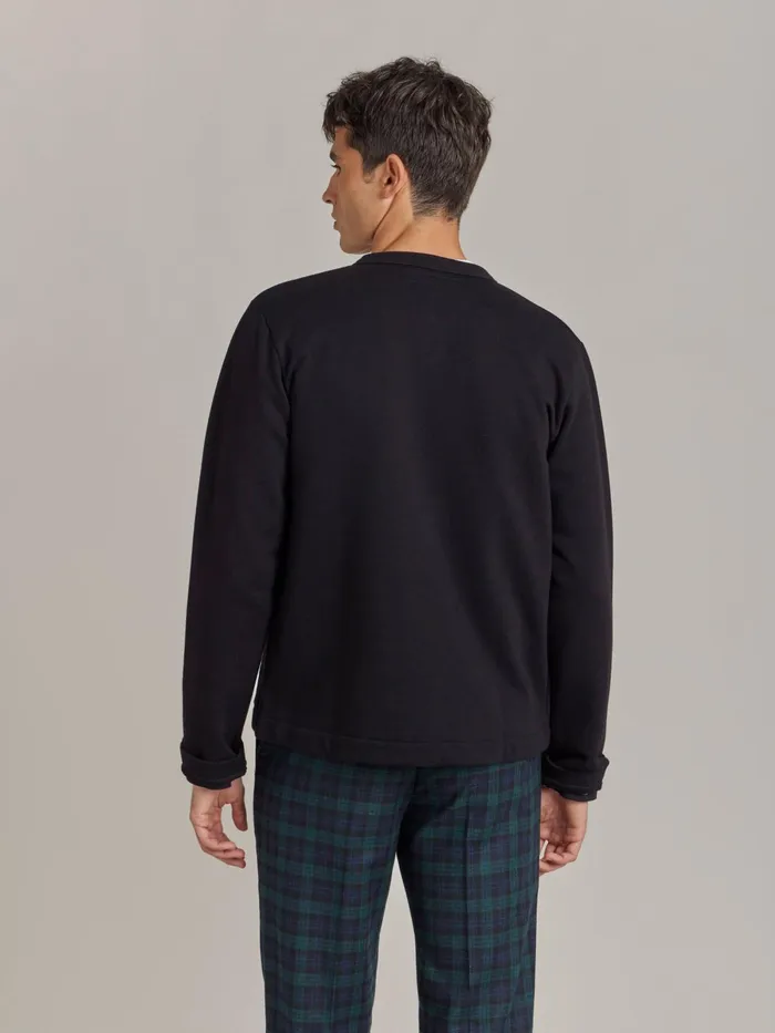 Agns B Cardigans Men Black Cotton Fleece Khelian Cardigan
