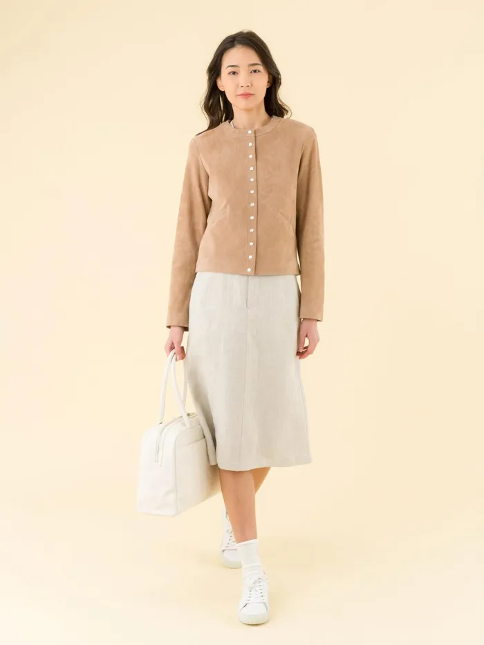 Agns B Cardigans Women Beige Cardigan In Stretch Lambskin Suede