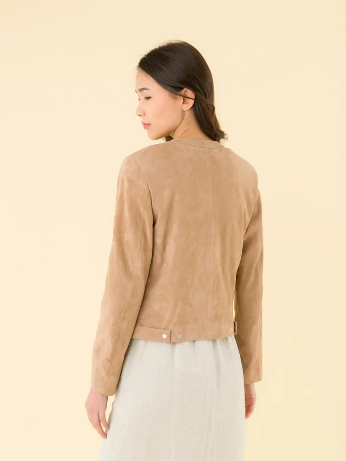 Agns B Cardigans Women Beige Cardigan In Stretch Lambskin Suede
