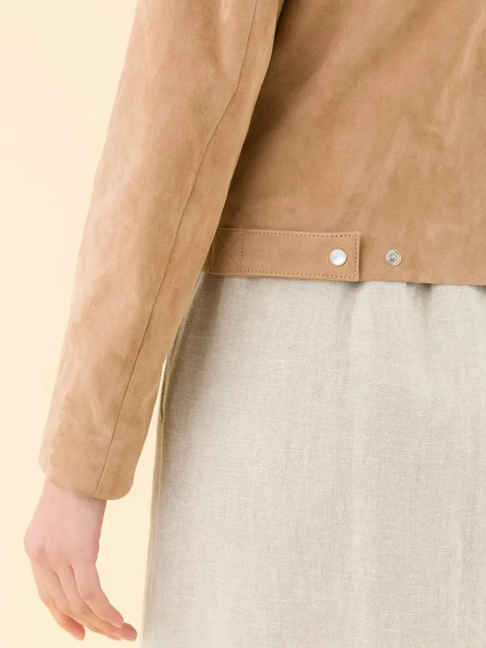 Agns B Cardigans Women Beige Cardigan In Stretch Lambskin Suede