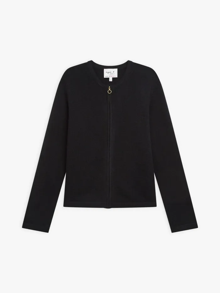 Agns B Cardigans Women Black 100 Cashmere Zip Cardigan
