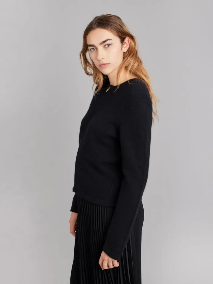 Agns B Cardigans Women Black 100 Cashmere Zip Cardigan