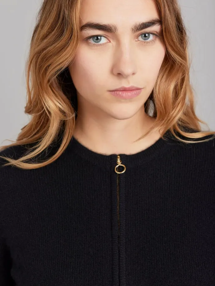Agns B Cardigans Women Black 100 Cashmere Zip Cardigan