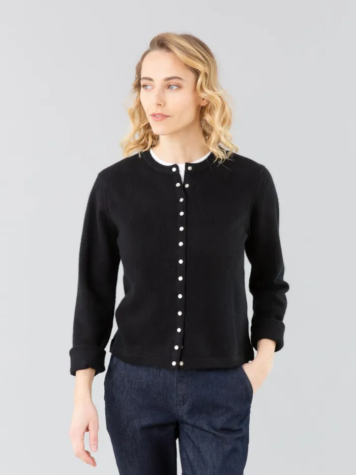 Agns B Cardigans Women Black Cashmere Snap Cardigan