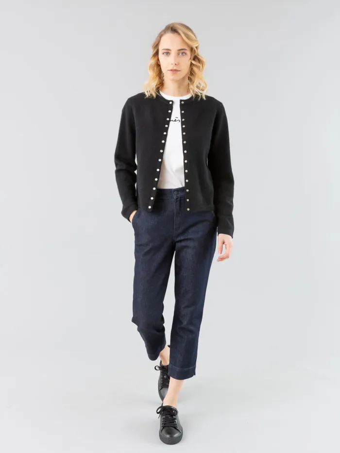 Agns B Cardigans Women Black Cashmere Snap Cardigan