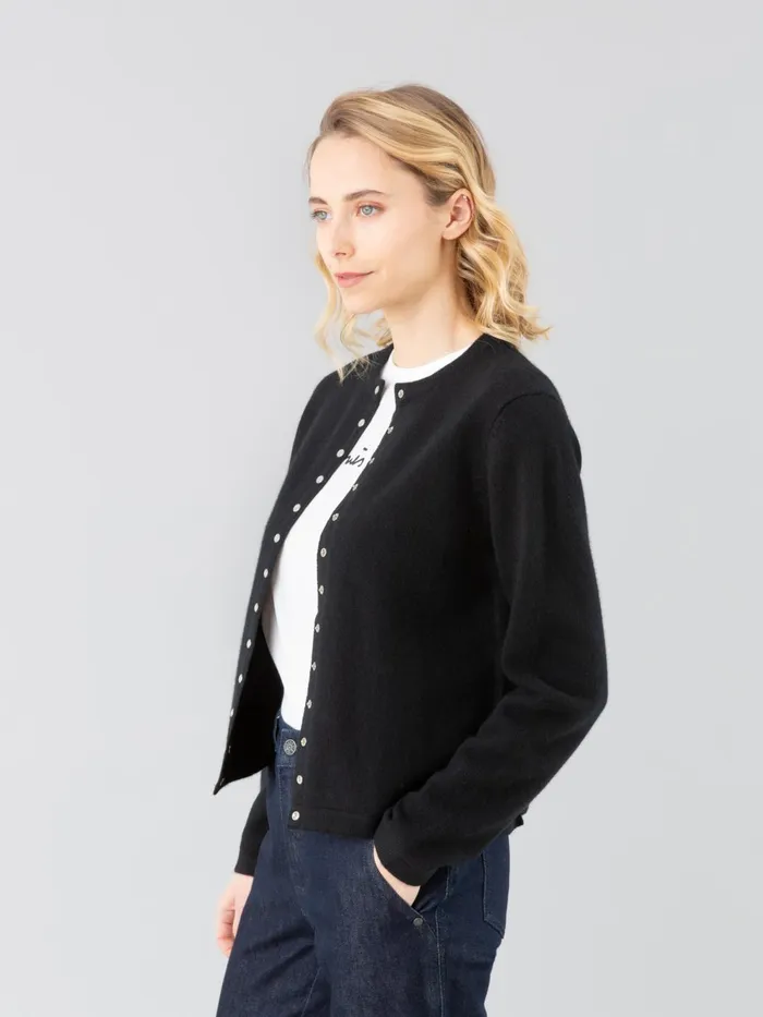 Agns B Cardigans Women Black Cashmere Snap Cardigan