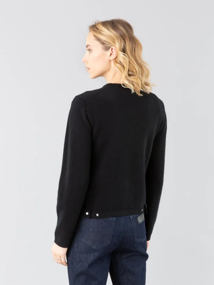 Agns B Cardigans Women Black Cashmere Snap Cardigan
