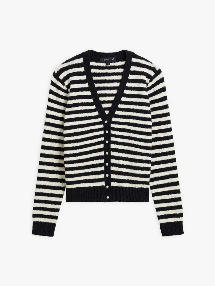 Agns B Cardigans Women Black Cotton Striped Diana Cardigan