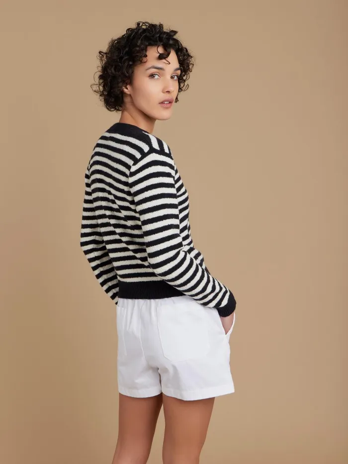 Agns B Cardigans Women Black Cotton Striped Diana Cardigan