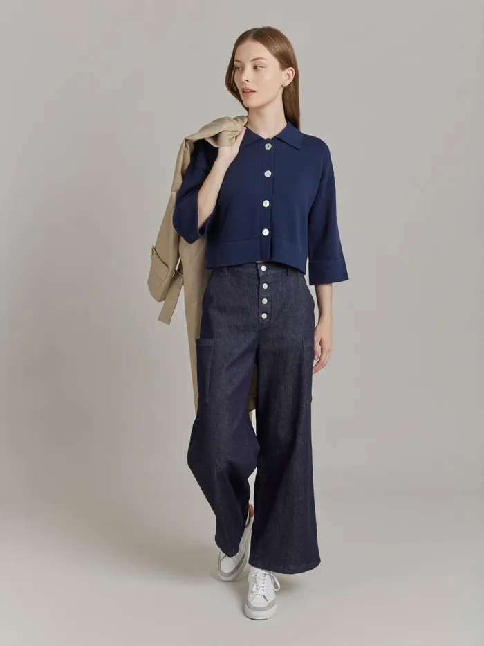 Agns B Cardigans Women Blue Cotton Lolotte Cardigan