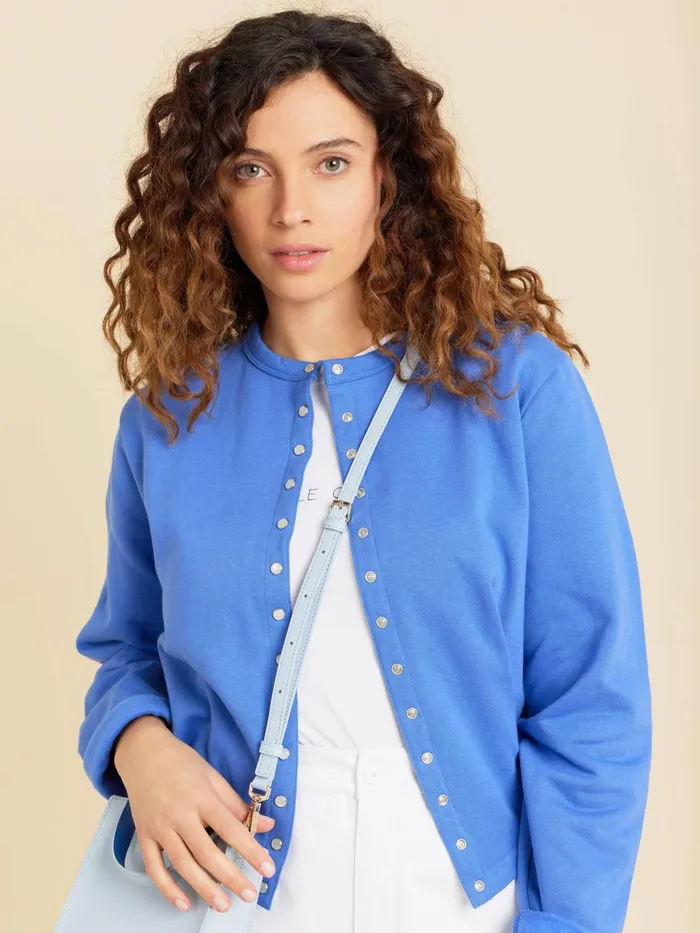 Agns B Cardigans Women Blue Le Classique Fleece Snap Cardigan