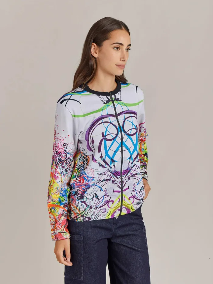 Agns B Cardigans Women Cotton Jersey Zip Cardigan Artist Ryan McGinness