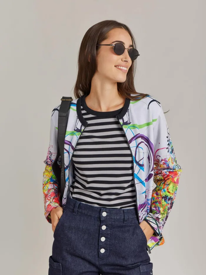 Agns B Cardigans Women Cotton Jersey Zip Cardigan Artist Ryan McGinness
