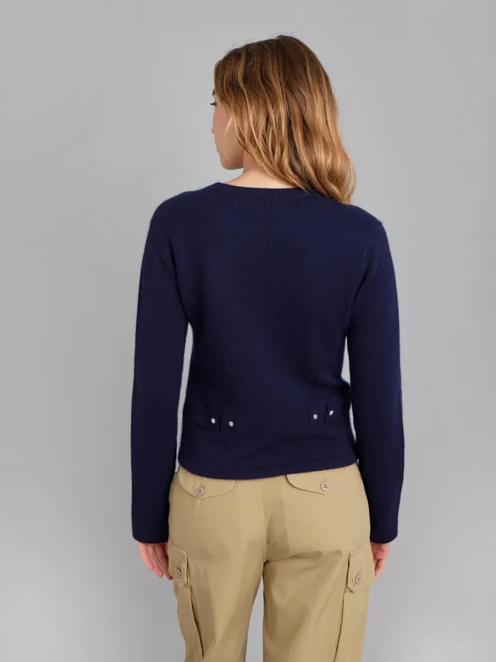 Agns B Cardigans Women Dark Blue 12 Ans Snap Cardigan In Cashmere