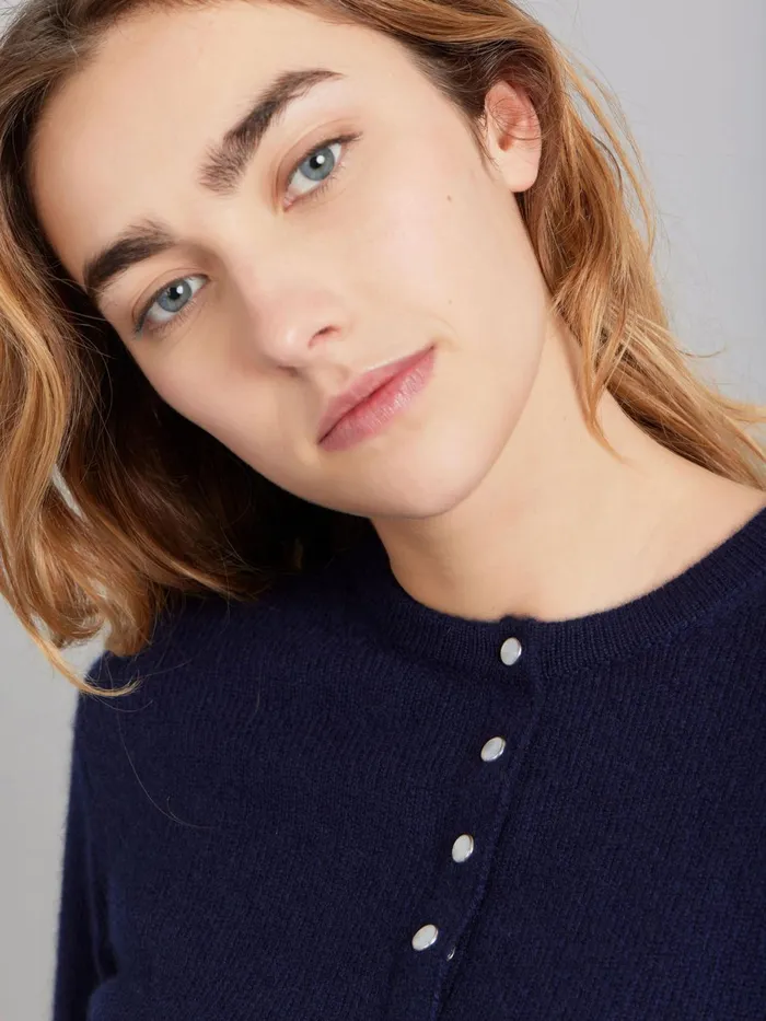 Agns B Cardigans Women Dark Blue 12 Ans Snap Cardigan In Cashmere