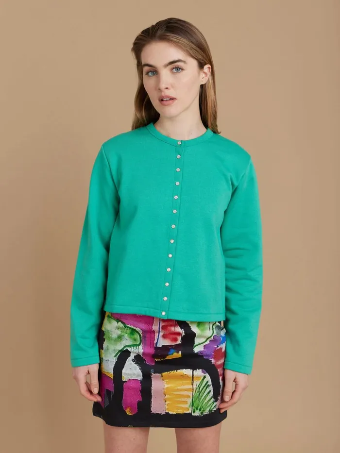 Agns B Cardigans Women Green Le Classique Fleece Snap Cardigan