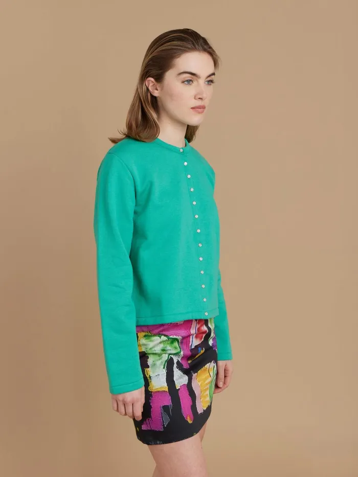 Agns B Cardigans Women Green Le Classique Fleece Snap Cardigan