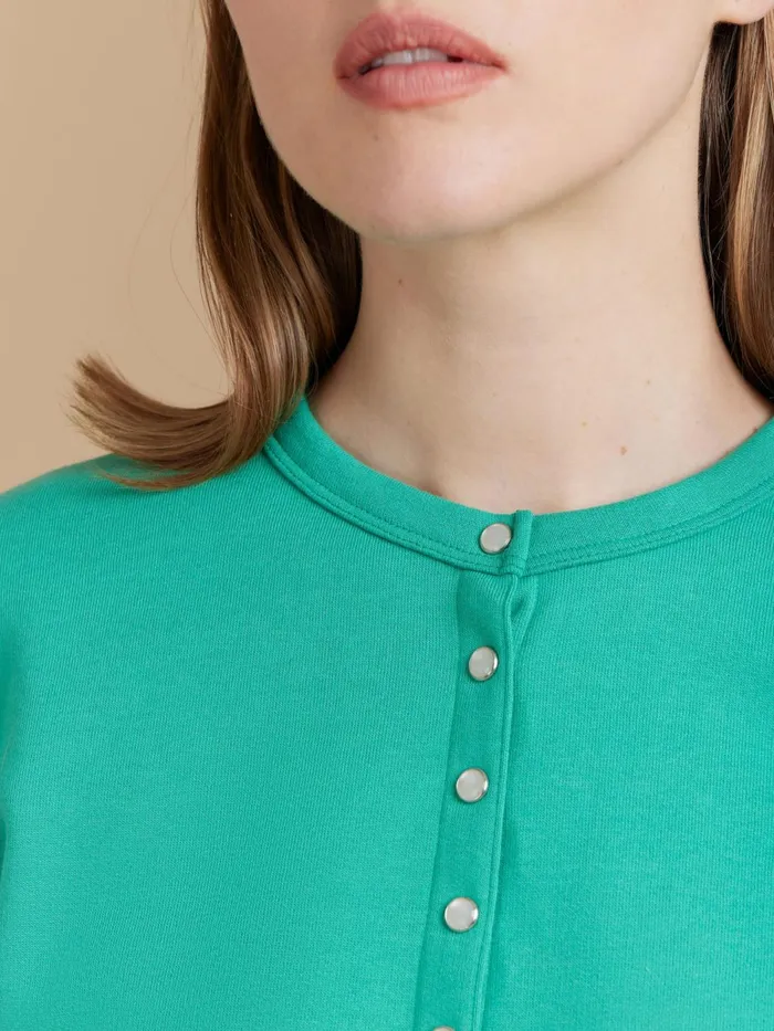 Agns B Cardigans Women Green Le Classique Fleece Snap Cardigan