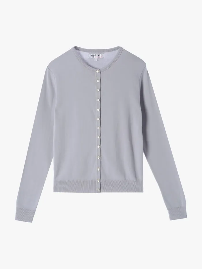 Agns B Cardigans Women Grey Cotton Knit Swing Snap Cardigan
