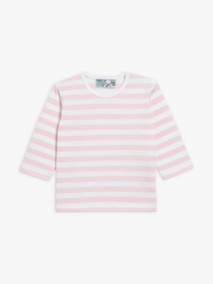 Agns B Clothing Children Longsleeve Pink And White Striped Baby Tshirt