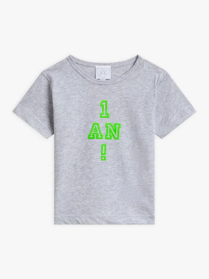 Agns B Clothing Children White Cotton Jersey Flecked 034Anniversaire034 Screenprinted Tshirt Agns B Clothing Children White Cotton Jersey Flecked 034Anniversaire034 Screenprinted Tshirt