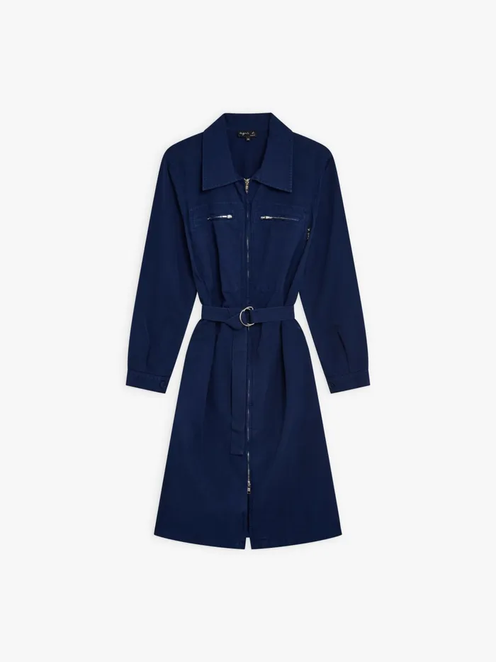 Agns B Dresses Women Blue Cotton Zip Dress