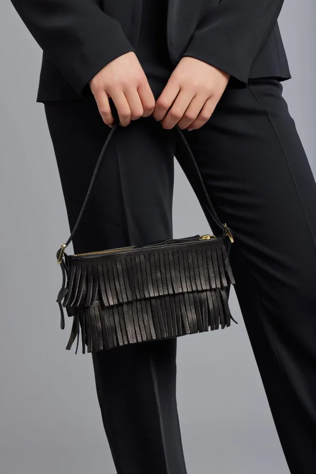 Agns B Handbags Women Black Leather Carmen Clutch