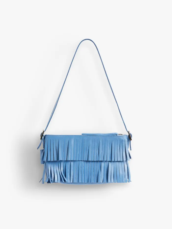 Agns B Handbags Women Blue Leather Carmen Clutch