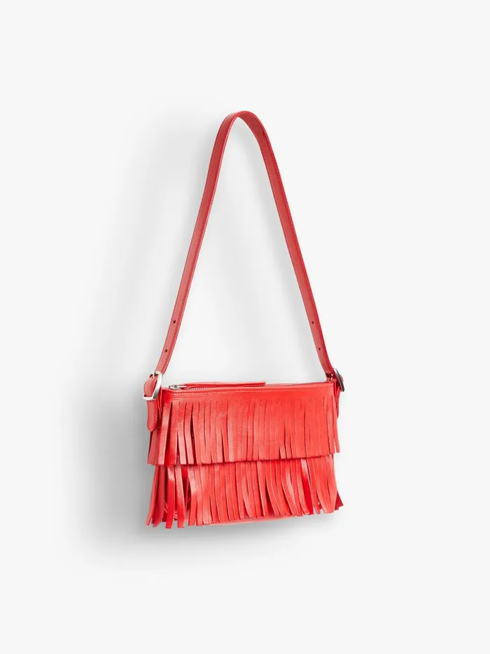 Agns B Handbags Women Red Leather Carmen Clutch