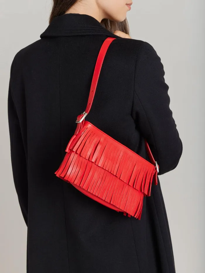 Agns B Handbags Women Red Leather Carmen Clutch