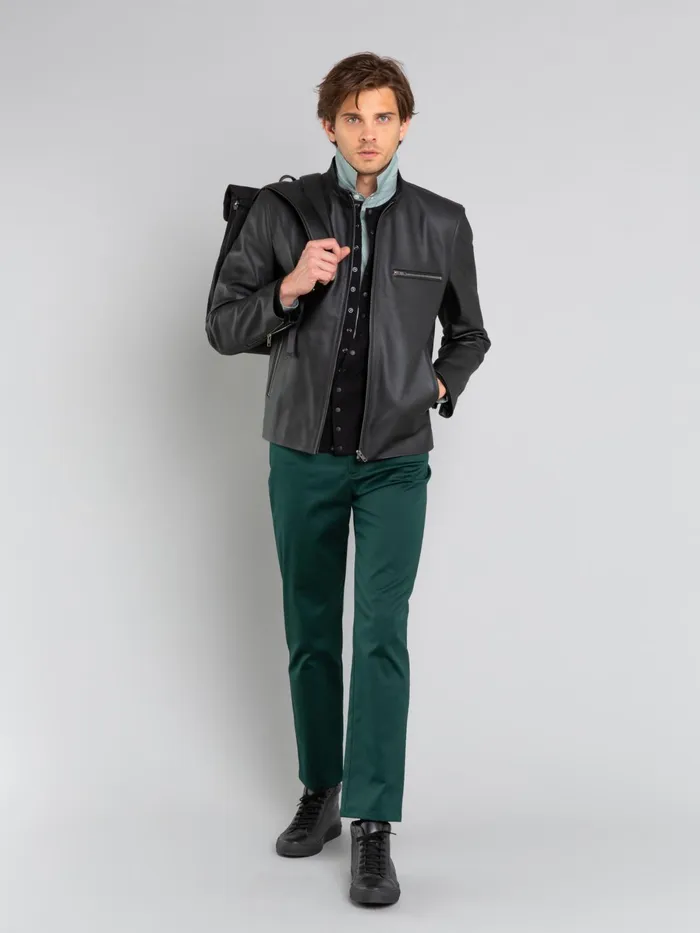 Agns B Jackets and Coats Men Black Leather Jacket Elvis