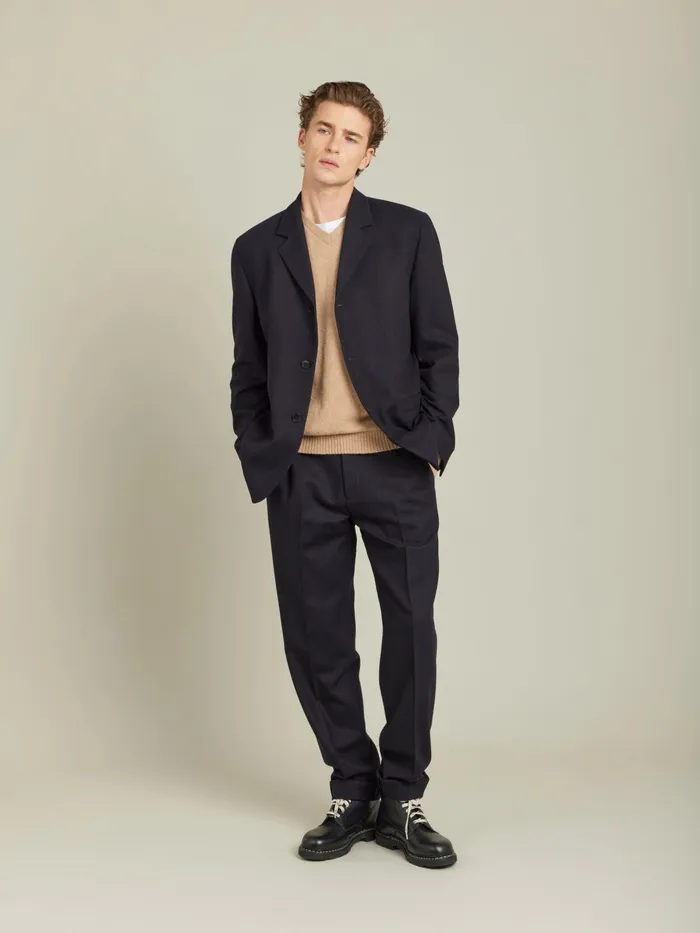 Agns B Jackets and Coats Men Black Wool Gabardine Jacket