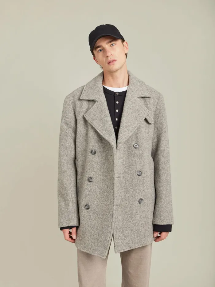 Agns B Jackets and Coats Men Brown Felted Wool Coat