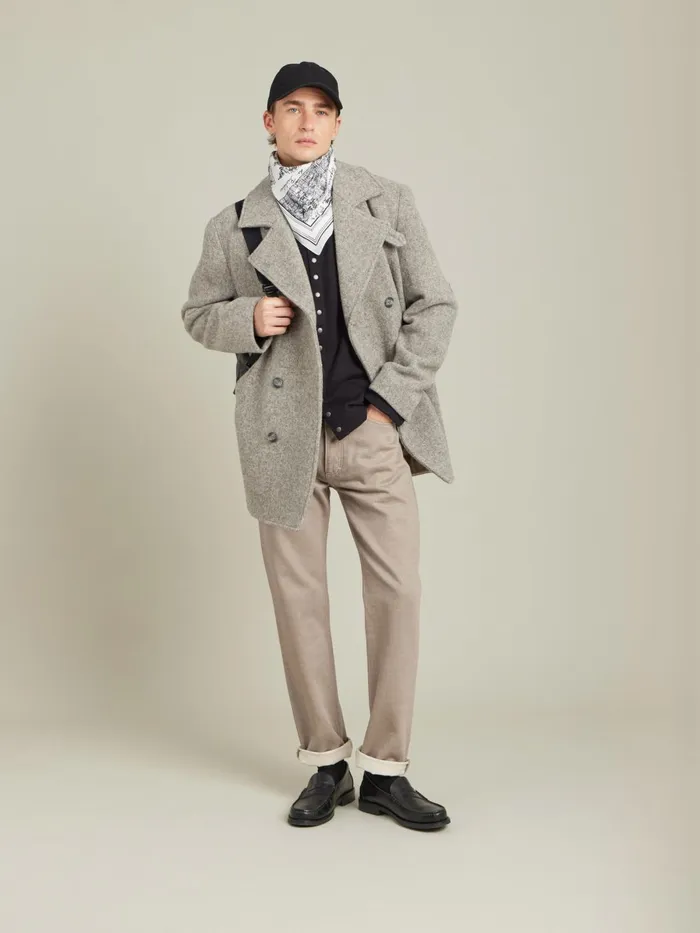 Agns B Jackets and Coats Men Brown Felted Wool Coat