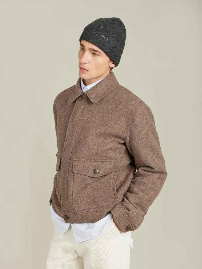 Agns B Jackets and Coats Men Brown Shetland Wool Jacket