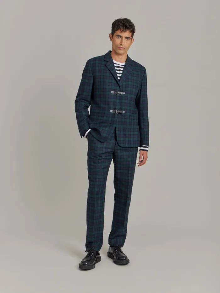 Agns B Jackets and Coats Men Green Wool Checked Jacket