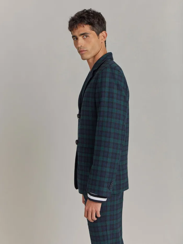 Agns B Jackets and Coats Men Green Wool Checked Jacket