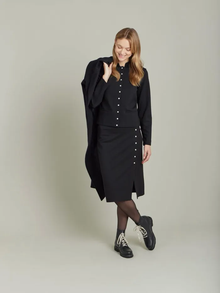 Agns B Jackets and Coats Women Black Milano Viscose Tambour Jacket
